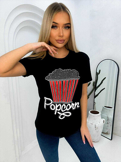 Royalfashion Женская футболка с принтом и цирконами