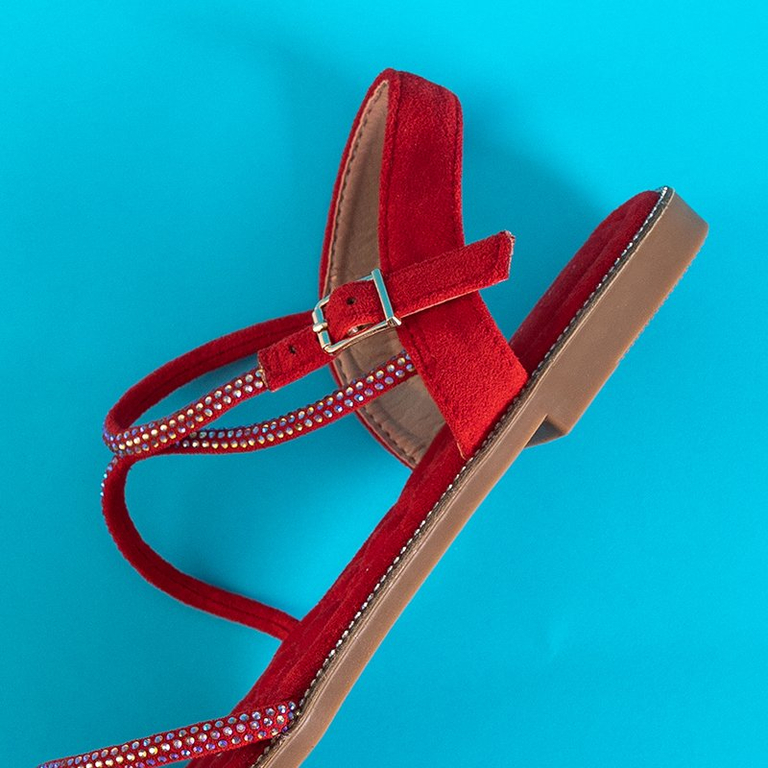 Red women's sandals with zircons Swirelli - Footwear
