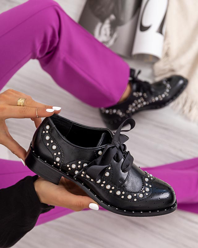 Black women's shoes with pearls Savhirda - Footwear