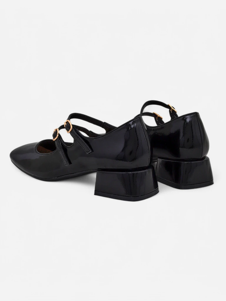 Royalfashion Women's patent leather heeled shoes with straps Naon