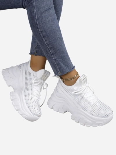 Royalfashion Women's sports sneakers with rhinestones Blysco