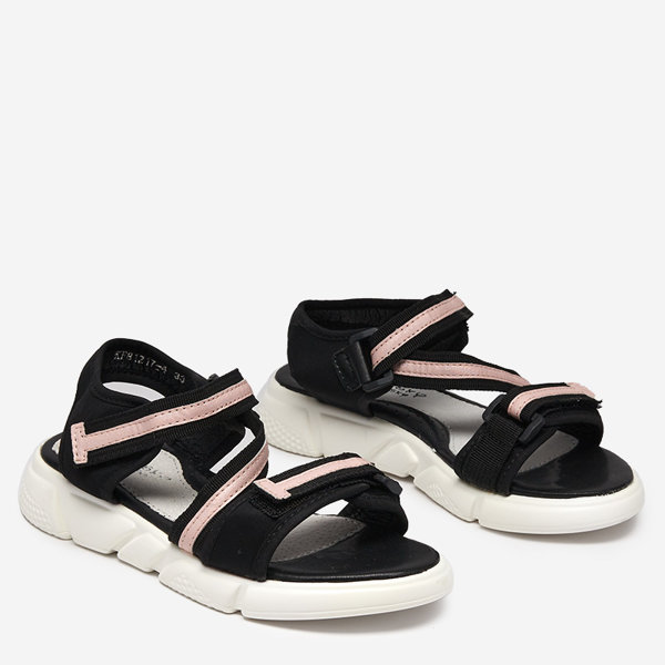 Melnas un rozā bērnu sandales, kas aizdarāmas ar Velcro Modis - Shoes
