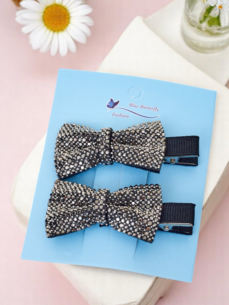 Royalfashion Set of 2 hair clips with bows and rhinestones Isadora
