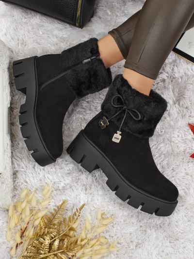 Women's High Eco Suede Ankle Boots with Fur Vernaya