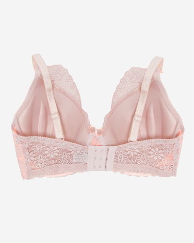 Women's pink bra with gray lace - Underwear