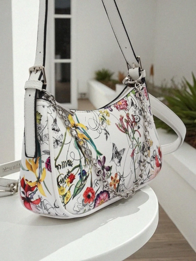 Royalfashion Small women's handbag made of eco-leather with flowers Lily Bloom
