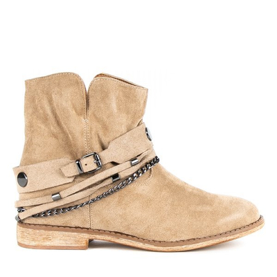 Beige cowboy boots on a Salem wedge heel - Footwear