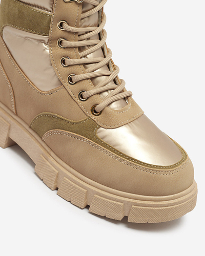 OUTLET Light brown women's uninsulated trapper boots Kasemi - Footwear