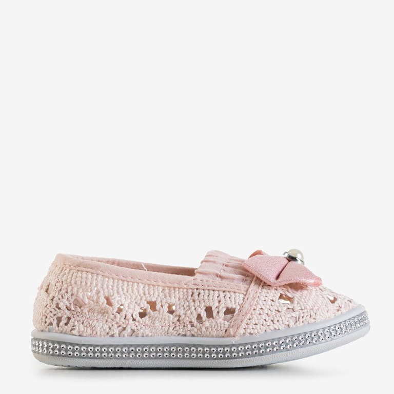 Children's pink lace slip on Ozana - Footwear