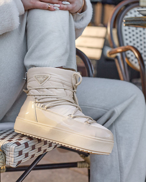 Royalfashion Sieviešu iešļūcamie zābaki a'la sniega zābaki bēšā krāsā Nevsone