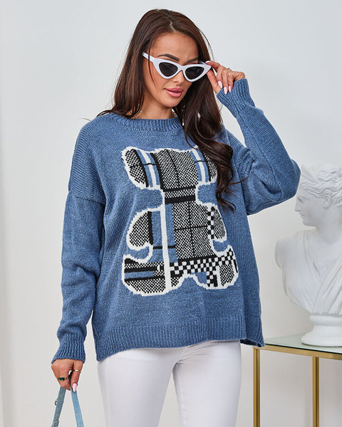 Royalfashion Dark blue women's teddy sweater