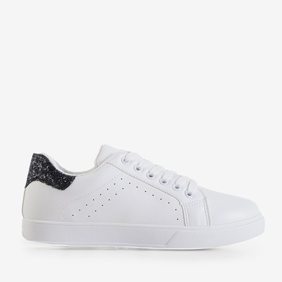 Women's white sports sneakers with a black inset Brasqe - Footwear