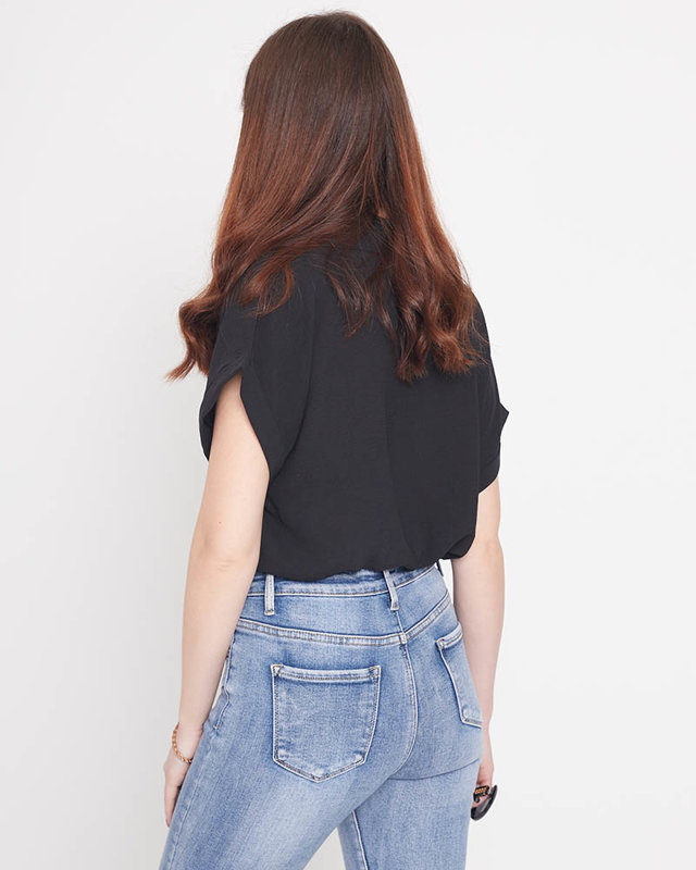 Black women's shirt with binding at the bottom - Clothing