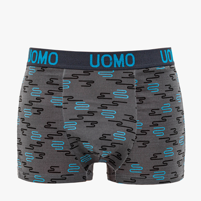 Grey men's boxer shorts with print- Underwear