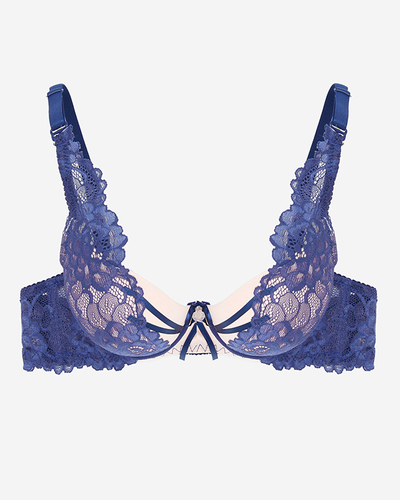 Чувственный кружевной бюстгальтер розового и темно-синего цветов - Нижнее белье