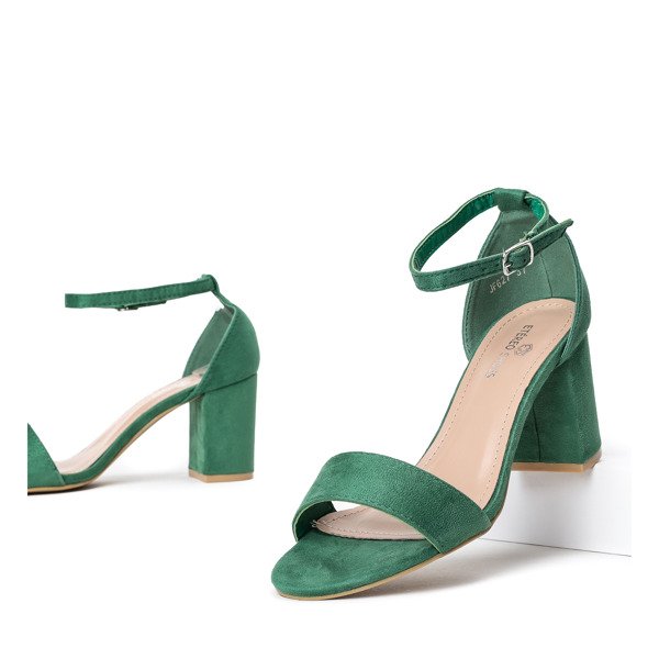 Green sandals with eco-leather on the Cefalia pillar - Footwear 1