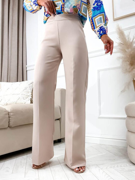 Beige women's wide-leg pants - Clothing
