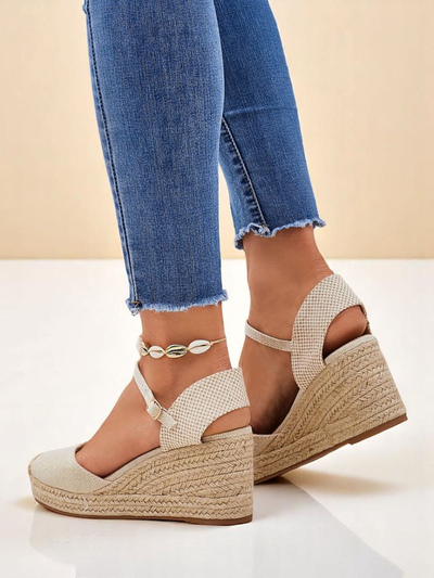 Callista Royalfashion beige vistvænt leður dömur koturn sandalar