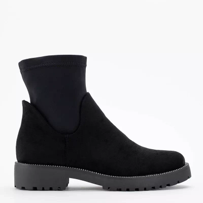 OUTLET Black eco-suede boots with decorative upper Isanti - Footwear