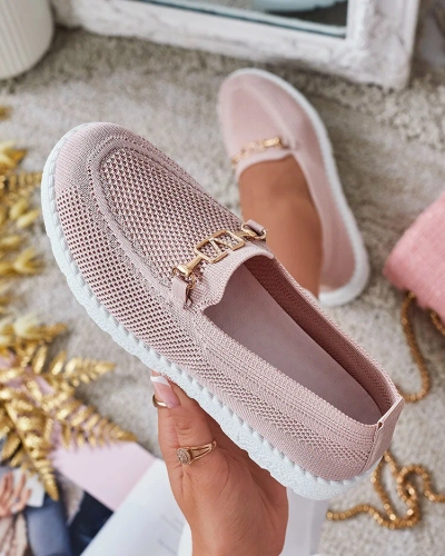 Royalfashion Women's fabric moccasins with gold embellishment Erticae