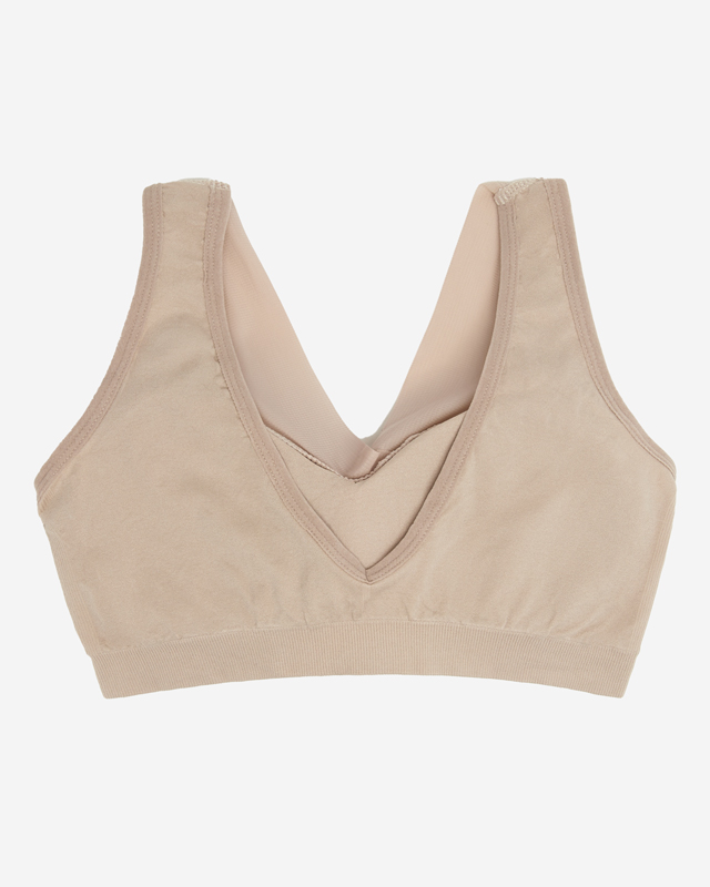 Beige Women's Sports Bra with Wide Straps - Underwear