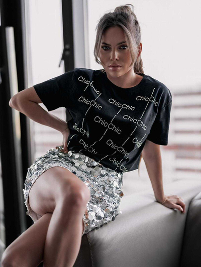Royalfashion Women's t-shirt with zircons