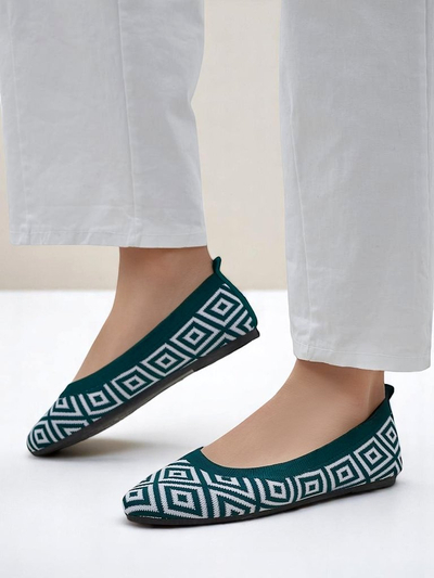 Royalfashion Fabric women's ballet flats with a geometric print Metric