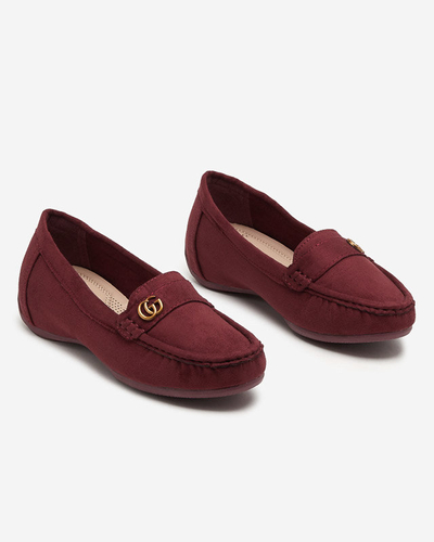 Maroon women's moccasins on low covered heel Lemira - Footwear