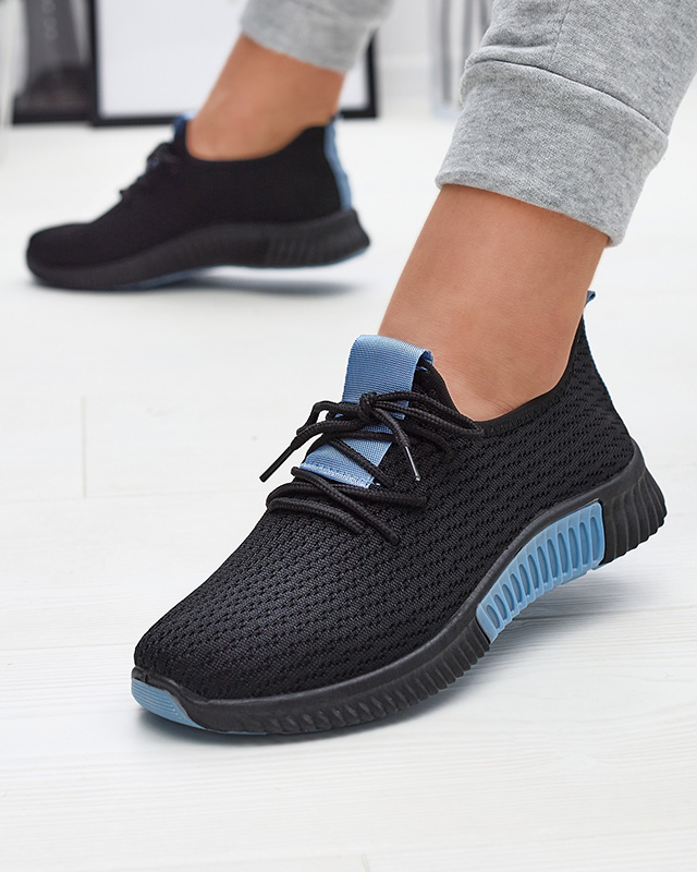 Black women's sports shoes with blue inserts Keteti - Footwear
