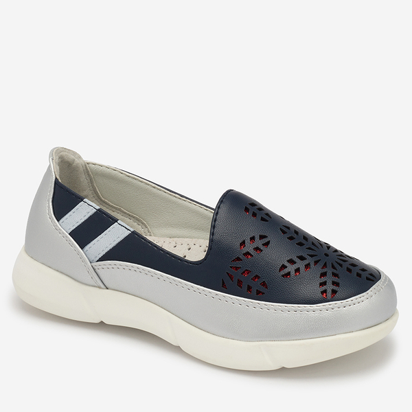 Meiteņu sudraba un tumši zilas slip on kedas Ewesgi- Footwear