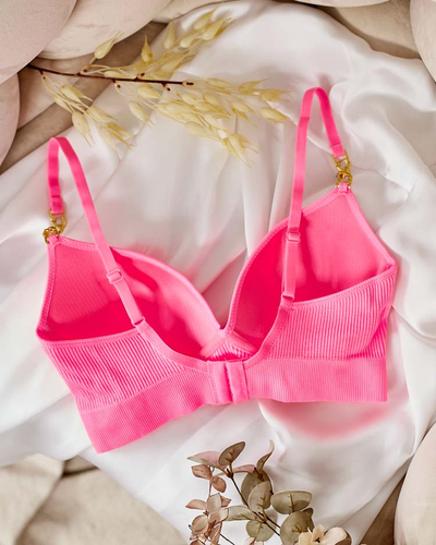 Royalfashion Women's ribbed bra with decorative straps