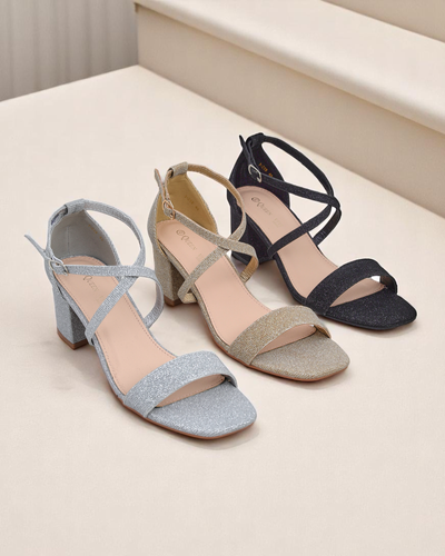 Женские сандалии Royalfashion Aurelia из ткани на каблуке золотые 41