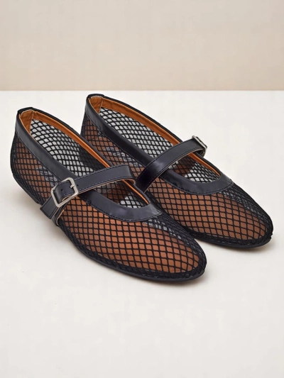 Royalfashion women’s openwork ballet flats with strap Naommi