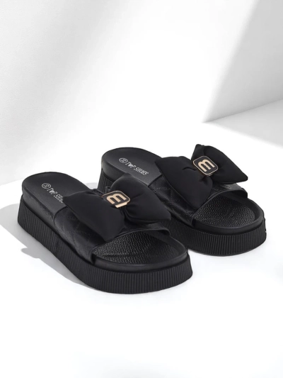 Royalfashion Women's platform flip-flops with a bow Mivo Jump