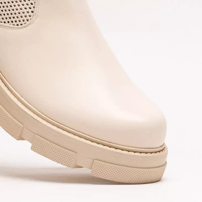 OUTLET Bēši ažūra sieviešu zābaki ar plakaniem papēžiem Roibu - Apavi