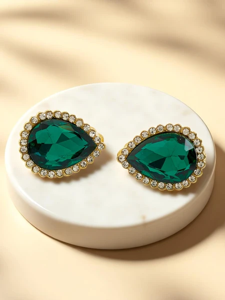 Royalfashion Women's clip-on earrings with crystal and zirconia