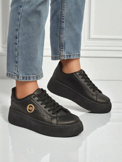 Women's Perseida Royalfashion platform sneakers black eco-leather