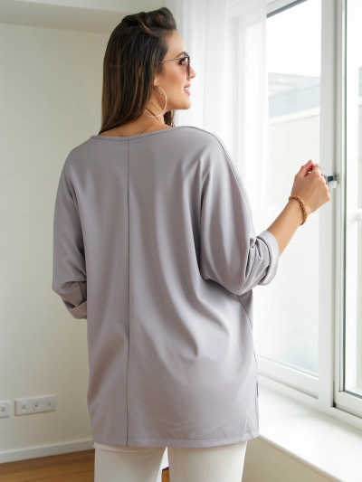 Royalfashion Women's viscose blouse with rhinestone inscriptions