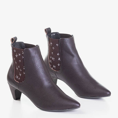 Женские ботильоны темно-коричневого цвета с геометрическим рисунком Alynca  - Обувь