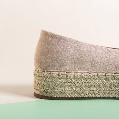 Light pink women's espadrilles on the platform with crystals Erilla - Footwear