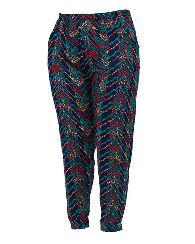 Patterned navy blue pants for women PLUS SIZE - Clothing