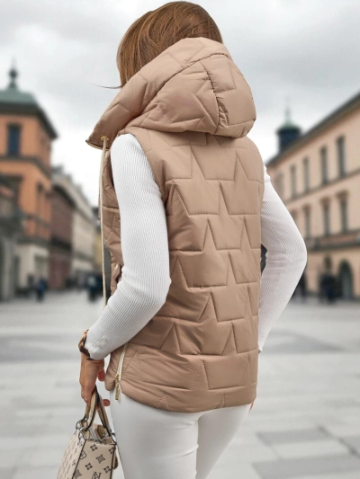 Quilted Women's Vest with Hood Ash Crown