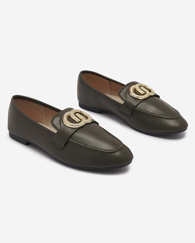 Dark green women's moccasins with gold embellishment Uletta - Footwear