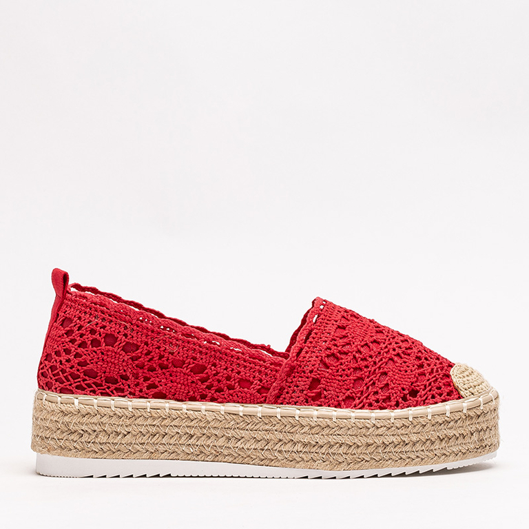 Red women's openwork espadrilles on the platform Ezerra - Footwear
