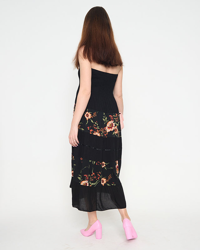 Black floral dress PLUS SIZE - Clothing