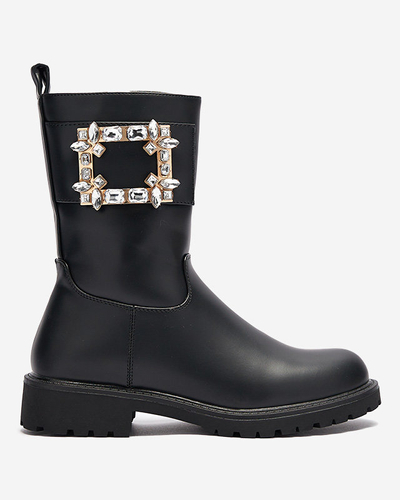Women's black eco-leather boots with embellishment Xetika - Footwear