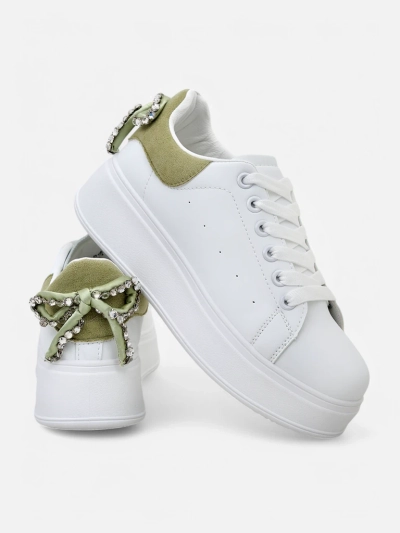 Royalfashion Women's platform sneakers with Ribbon Bow
