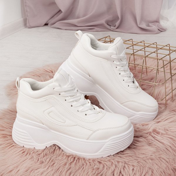 Białe buty sportowe na grubej podeszwie American - Obuwie