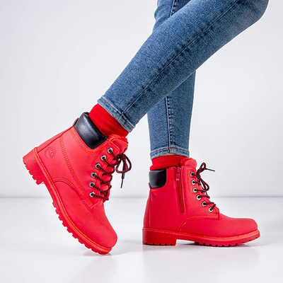 Women's red insulated hiking boots Triwar - Footwear