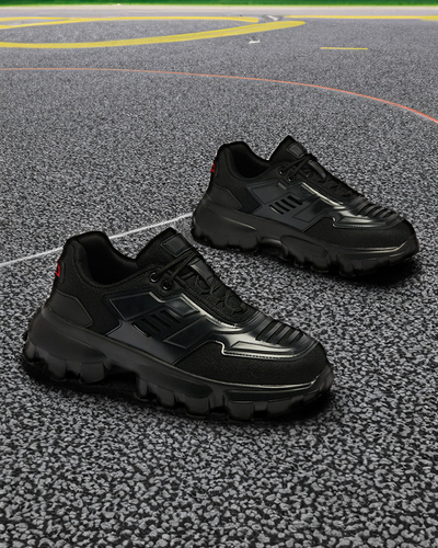 Royalfashion Black fabric sports sneakers for men Lamkim